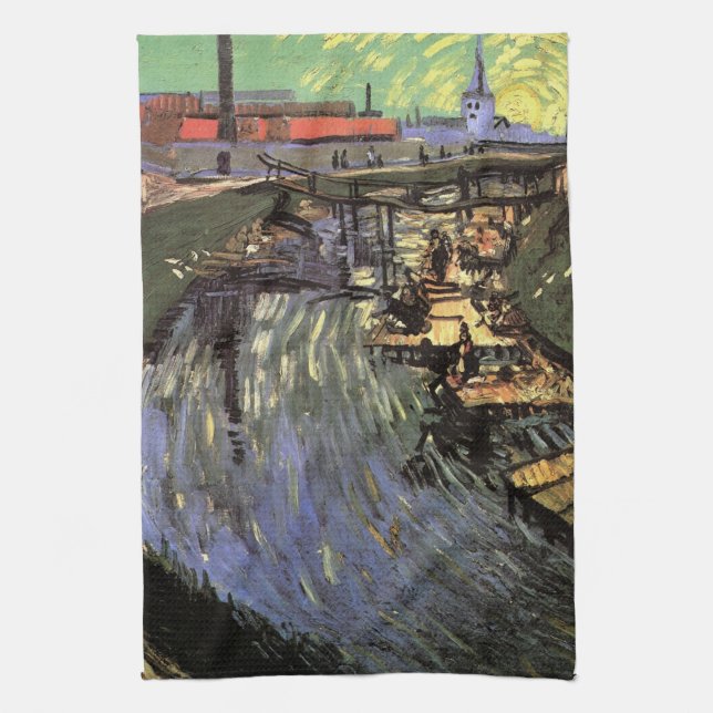 Linge De Cuisine Canal avec femmes Laver par Vincent van Gogh (Vertical)