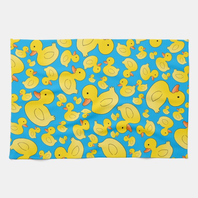 Linge De Cuisine Canards mignons en caoutchouc de bleu de ciel (Horizontal)