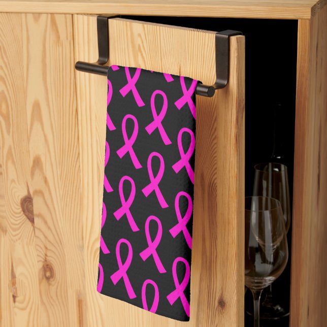 Linge De Cuisine Cancer du sein Motif à ruban rose chaud (Pliage en tiers)