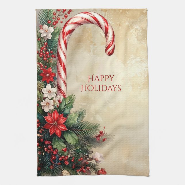 Linge De Cuisine Candy Cane Christmas Holiday Kitchen Towel (Vertical)
