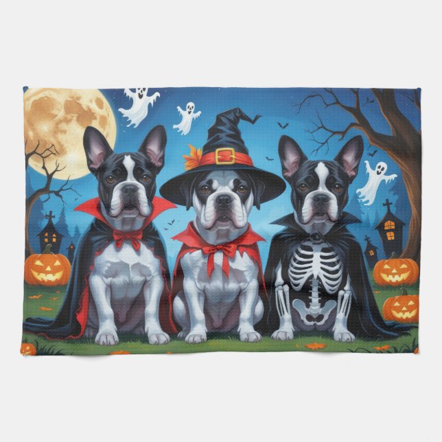 Linge De Cuisine Cane Corso Chiens Citrouille Halloween Funny (Horizontal)