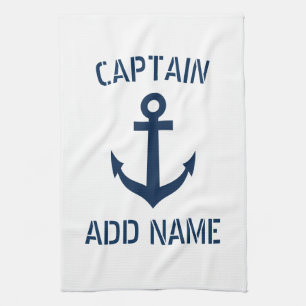Linge De Cuisine Capitaine de bateau marin bleu marine