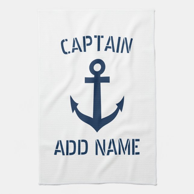 Linge De Cuisine Capitaine de bateau marin bleu marine (Vertical)