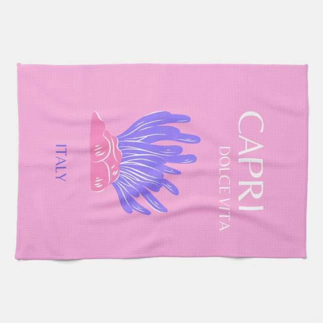 Linge De Cuisine Capri, Italie, Preppy, rose (Horizontal)