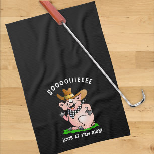 Linge De Cuisine Caractère de dessin amusant de porc de porc