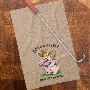 Linge De Cuisine Caractère de dessin amusant de porc de porc