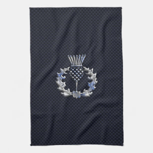Linge De Cuisine Carbone Fibre Print Silver Scottish Thistle