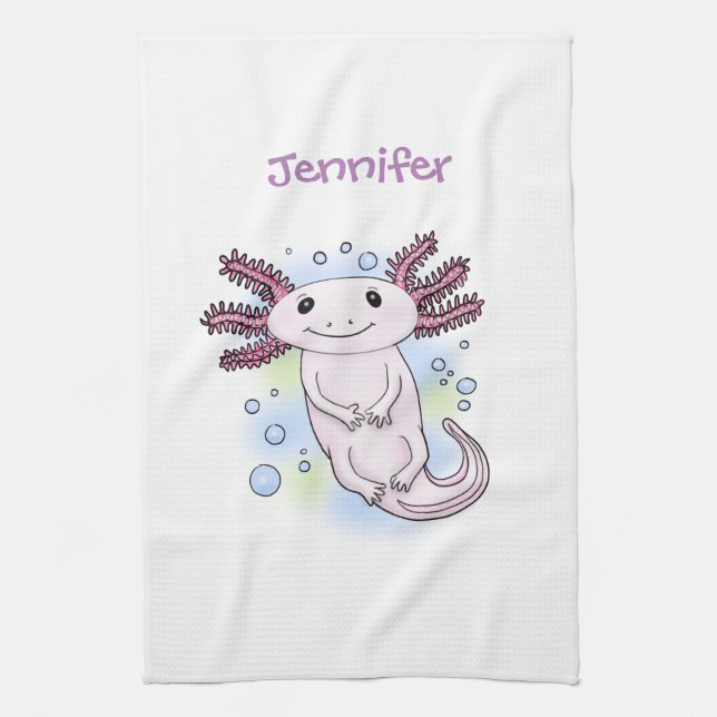 Linge De Cuisine Caricature axolotl rose adorable (Vertical)