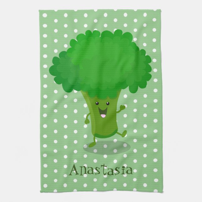 Linge De Cuisine Caricature de brocoli dansant Cute kawaii (Vertical)
