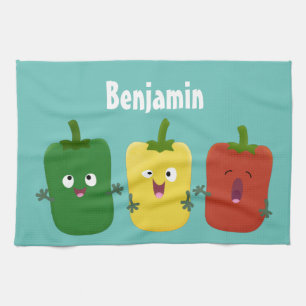 Linge De Cuisine Caricature de chant trio capsicum poivre clair