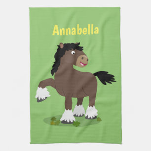 Linge De Cuisine Caricature de cheval de trait de Cute Clydesdale