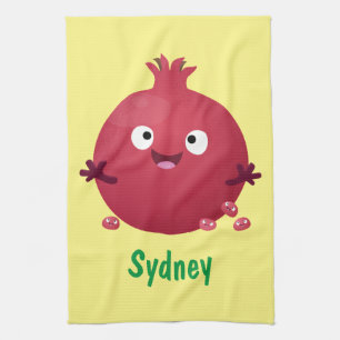 Linge De Cuisine Caricature de fruits à la grenade joyeux