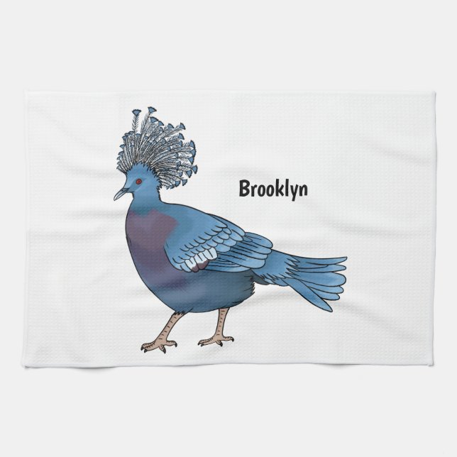 Linge De Cuisine Caricature de l'oiseau pigeon couronné Victoria (Horizontal)