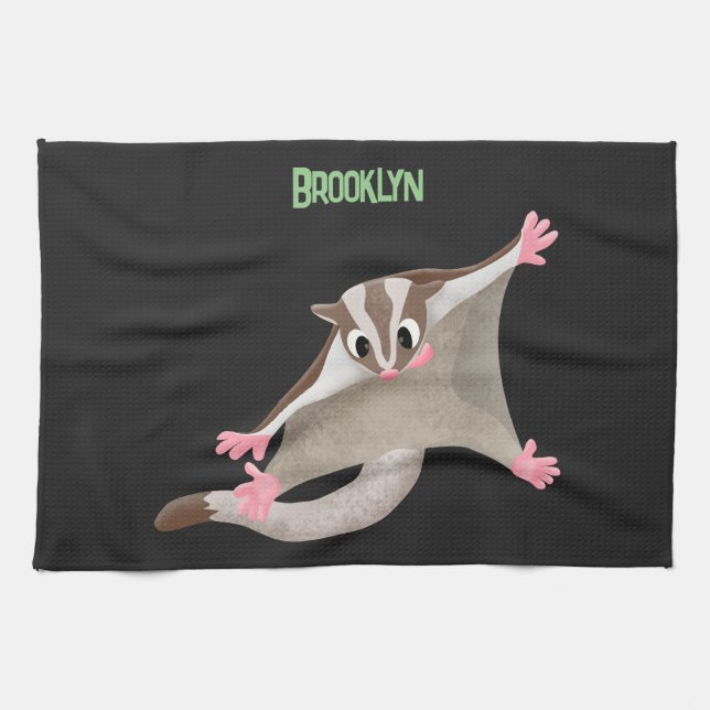 Linge De Cuisine Caricature de planeur de sucre joyeux (Horizontal)