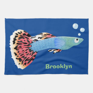Linge De Cuisine Caricature de poisson tropical guppy très chic