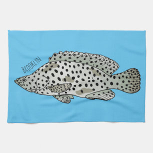 Linge De Cuisine Caricature de poissons de mérou à bosse