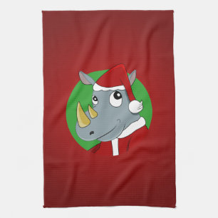 Linge De Cuisine Caricature de rhinocéros de Noël