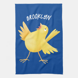 Linge De Cuisine Caricature d'oiseau canari jaune chantant mignon