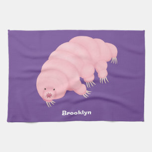 Linge De Cuisine Caricature d'ours d'eau tardigrade rose mignon