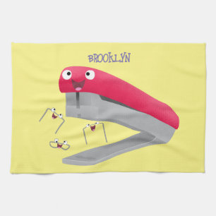 Linge De Cuisine Caricature en agrafeuse rouge pâle