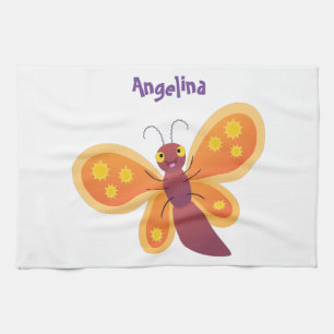 Linge De Cuisine Caricature joli papillon orange