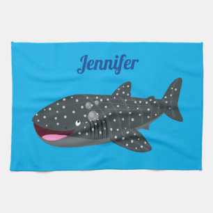 Linge De Cuisine Caricature joli requin baleine joyeux