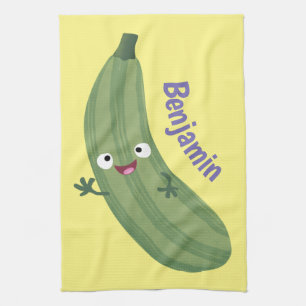 Linge De Cuisine Caricature joyeux de courgettes mignonnes
