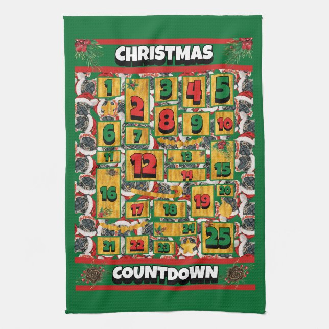Linge De Cuisine Carlin Compte à rebours Noël Calendrier de l'Avent (Vertical)
