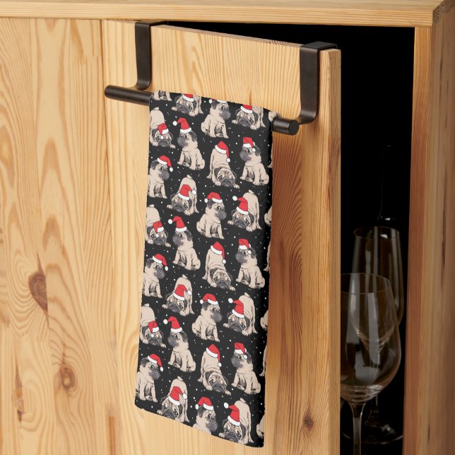 Linge De Cuisine Carlins en Santa Hats Motif de Noël (Pliage en tiers)