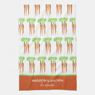 Linge De Cuisine Carottes aquarelle personnalisées rustiques frança