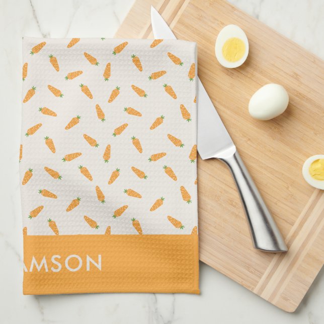 Linge De Cuisine Carottes motif légumes personnalisé (Quart Plié)