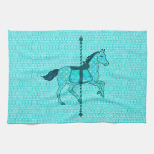 Linge De Cuisine Carousel Horse - Turquoise et Aqua