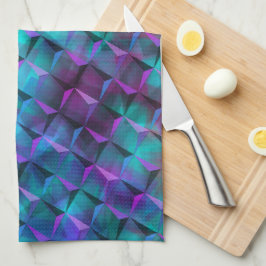 Linge De Cuisine carré 3D coloré bleu lilas à rose ou triangles