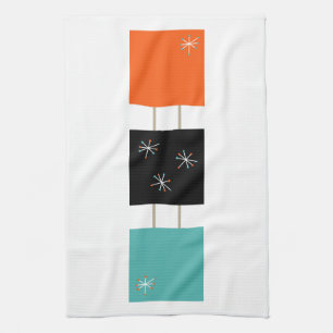 Linge De Cuisine Carré empilé Turquoise Orange Black Mid Century