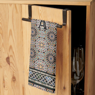 Linge De Cuisine Carreaux de l'Alhambra avec votre initiale