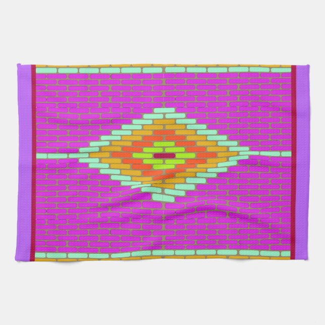 Linge De Cuisine Carreaux de mosaïque diamant couleur vive serviett (Horizontal)