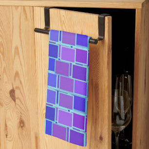 Linge De Cuisine Carreaux de mosaïque violette en motif carré