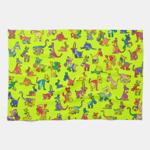 Linge De Cuisine Carreaux de Motif Animaux Abstraits