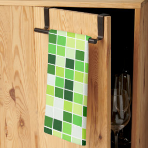 Linge De Cuisine Carreaux de Piscine, Carreaux de Mosaïque Verts, M