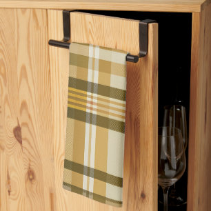 Linge De Cuisine Carreaux de style classique or et beige