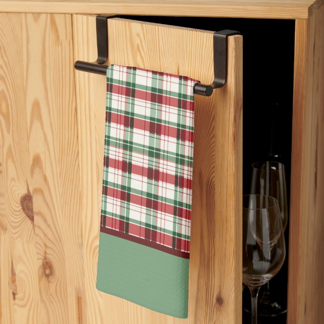 Linge De Cuisine Carreaux Verts  (Pliage en tiers)
