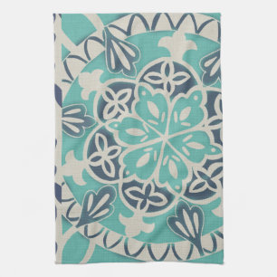Linge De Cuisine Carrelage Batik Bleu I