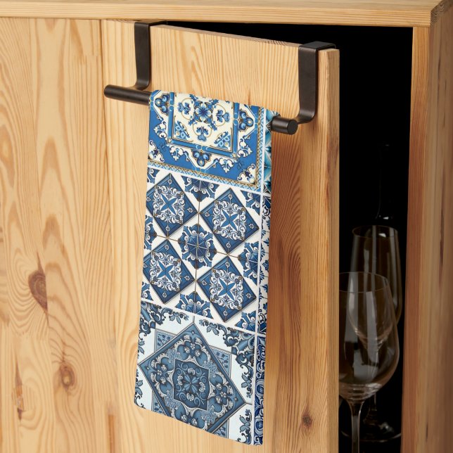 Linge De Cuisine Carrelage méditerranéen, Portugais, Azulejo, Majol (Pliage en tiers)