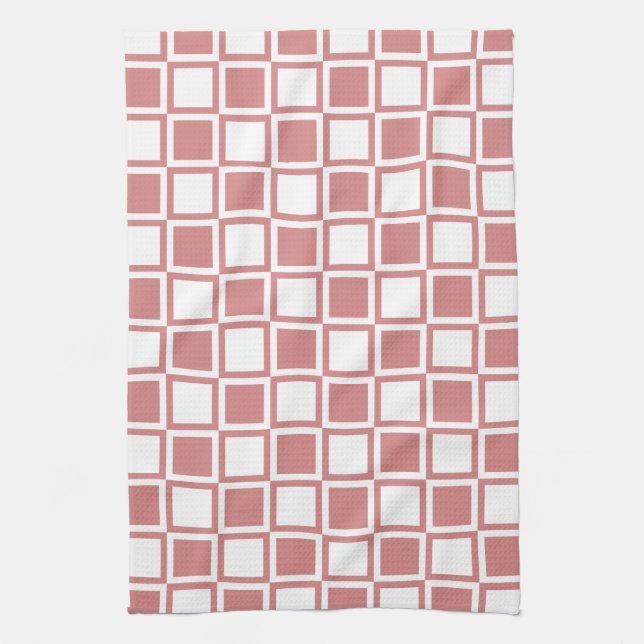 Linge De Cuisine Carrés rose gras (Vertical)