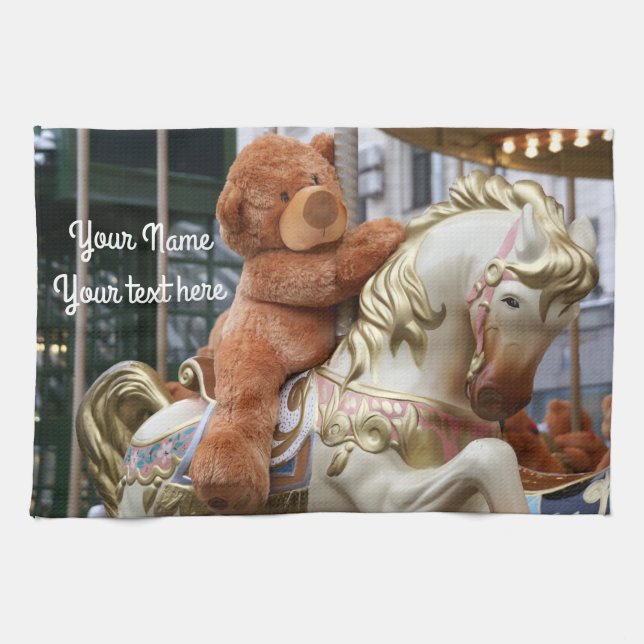 Linge De Cuisine Carrousel avec ours en peluche (Horizontal)