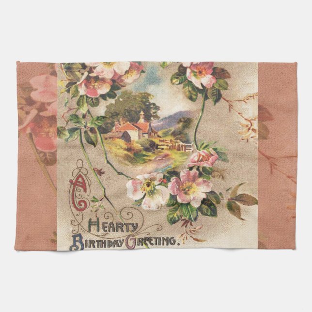 Linge De Cuisine Carte d'anniversaire vintage (Horizontal)