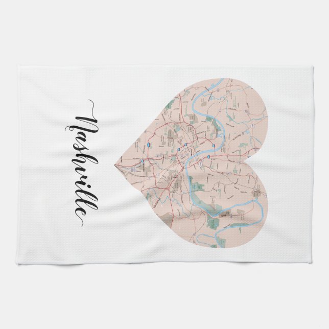 Linge De Cuisine Carte de coeur de Nashville (Horizontal)