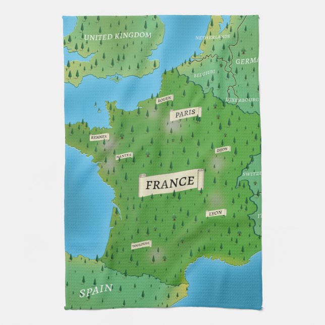Linge De Cuisine Carte De France (Vertical)