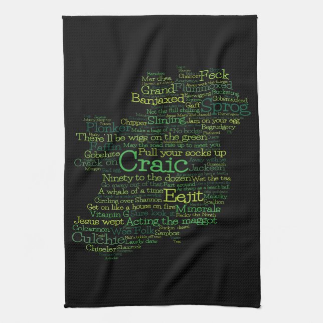 Linge De Cuisine Carte de l'art irlandais Slang Word (Vertical)