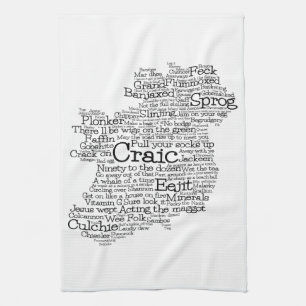 Linge De Cuisine Carte de l'art irlandais Slang Word